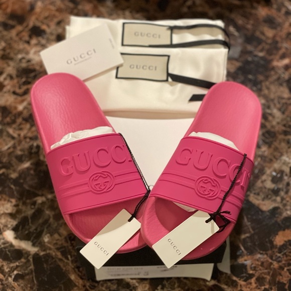 Gucci | Shoes | New Gucci Pursuit Slide Sandal Size 8 Fuchsia | Poshmark